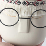 FaceArt Keramik Blumentopf mit Brille & Stirnband | Modernes Design | Dekorative Pflanzenvase