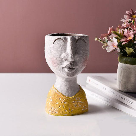 PersonaPot Karikatur-Gesichtskulptur Pflanztopf | Künstlerisches Design | Dekoration für Zuhause