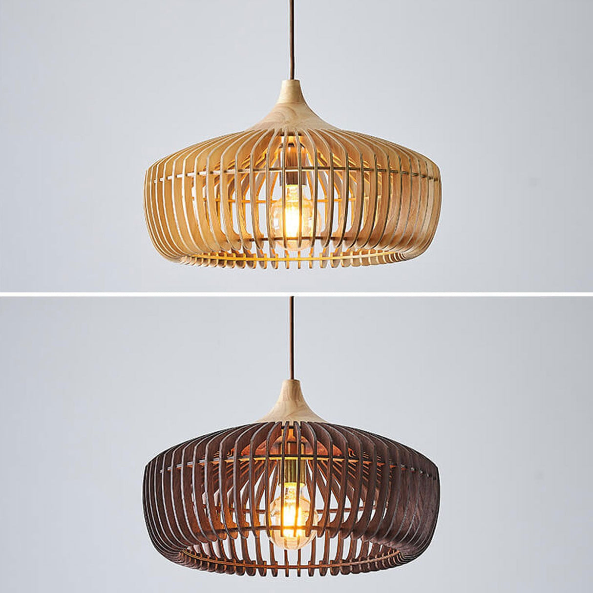 Lumivaro Nordic Vintage Pendelleuchte | Holzkuppel Design | 1-Licht Hängelampe | Perfekt für Esszimmer & Wohnzimmer