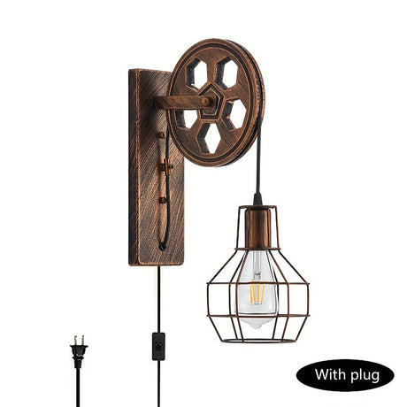 RusticCharm Vintage Wandleuchte | Industrielles Design | Wandlampe für Wohnzimmer & Büro | Verkabelt oder mit Stecker