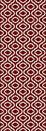 RubyTrellis Teppich | Spalier-Design in Rot & Elfenbein | Pflegeleicht & Modern | Perfekt für Wohnzimmer & Flur