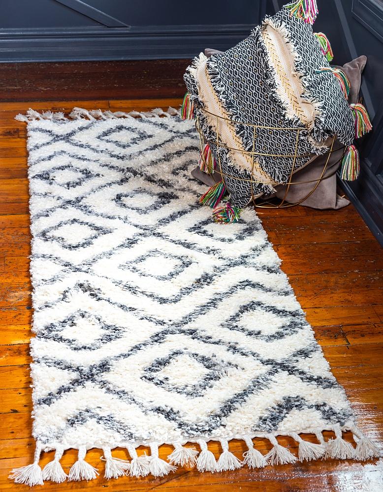 DiamondLuxe Shag - Teppich mit Diamantmuster | Shaggy Hochflorteppich | Weich & Modern | Perfekt für Wohnzimmer