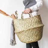RattaStyle Handgefertigter Rattan-Pflanzkorb oder Aufbewahrungskorb mit Griffen | Modern & Vielseitig | Deko für Zuhause