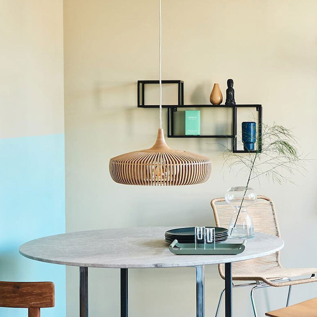 Lumivaro Nordic Vintage Pendelleuchte | Holzkuppel Design | 1-Licht Hängelampe | Perfekt für Esszimmer & Wohnzimmer