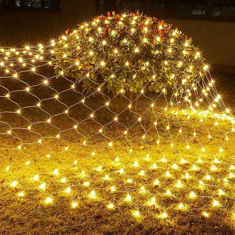 SolarNet Glow Outdoor LED Lichterkette | Fischnetz Design | Solarbetrieben | Stimmungsvolles Licht für Garten und Balkon