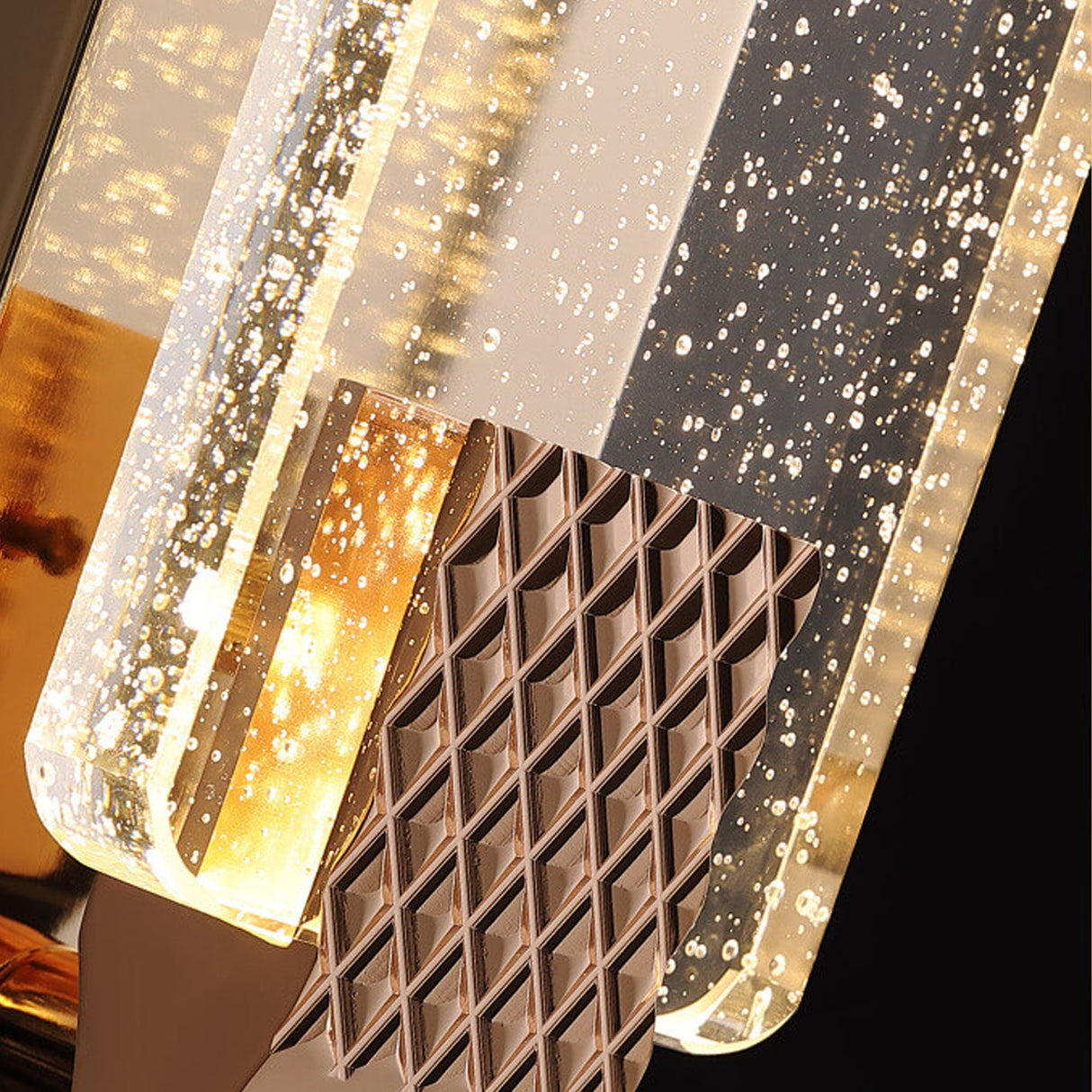 Lucera Luxuriöse LED Wandlampe | Rechteckig | Kristallblase Design | Elegantes Licht für Zuhause | Deko | Moderne Wandleuchte