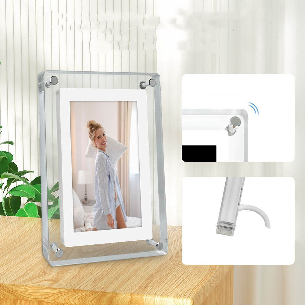 PixView Digitaler Fotorahmen | Hochauflösender Bildschirm | Zeigt Fotos & Videos | Smart Home Deko