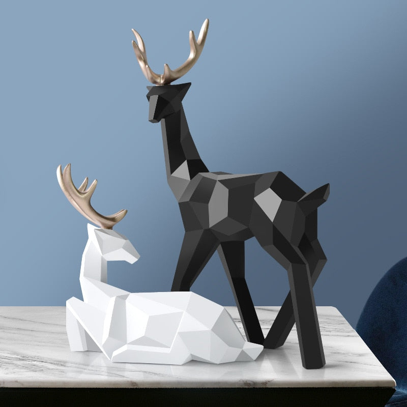 DeerElegance Abstrakte Hirschfiguren Paar | Modernes Design | Hochwertige Deko für Zuhause