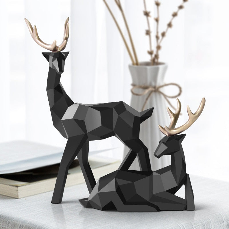 DeerElegance Abstrakte Hirschfiguren Paar | Modernes Design | Hochwertige Deko für Zuhause
