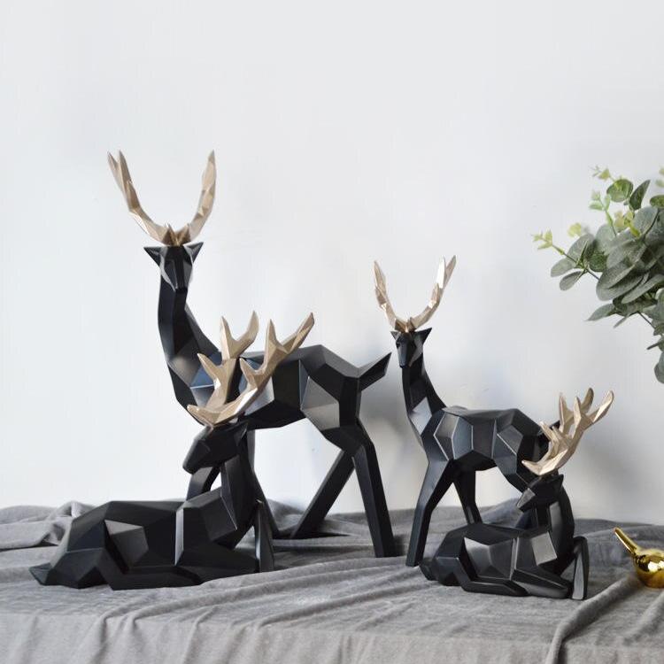 DeerElegance Abstrakte Hirschfiguren Paar | Modernes Design | Hochwertige Deko für Zuhause