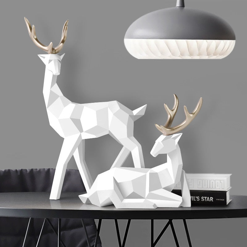 DeerElegance Abstrakte Hirschfiguren Paar | Modernes Design | Hochwertige Deko für Zuhause