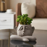 EmotionFaces Keramik Pflanztopf-Skulpturen Trio | Künstlerisches Design | Dekorative Pflanzgefäße