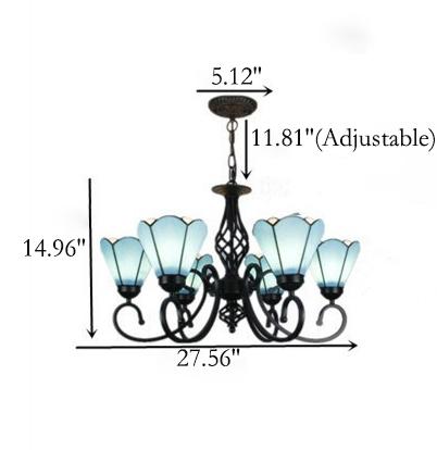 TiffanyGrande Kronleuchter | Europäisches Tiffany-Design | 3/5/6/8-Licht Hängelampe | Elegante Beleuchtung für Wohnräume