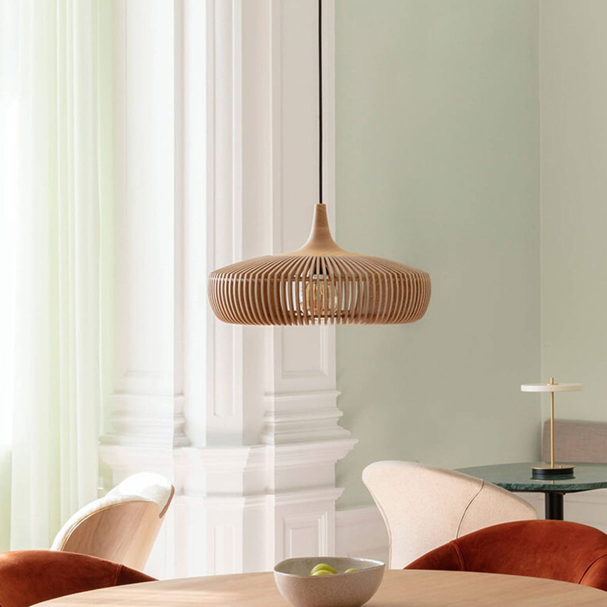 Lumivaro Nordic Vintage Pendelleuchte | Holzkuppel Design | 1-Licht Hängelampe | Perfekt für Esszimmer & Wohnzimmer