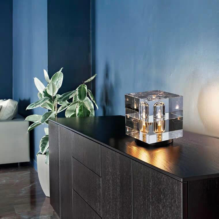 LuxeShine Kristall Tischlampe | Geometrisches Design | Rechteckig oder Quadratisch | 1-flammig