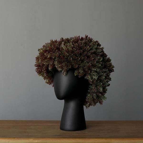 FloraMind Kopf-Blumenvasen Design | Modern & Stilvoll | Weiß & Schwarz | Perfekt für Inneneinrichtung