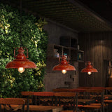 RusticaGlow Retro Pendelleuchte | Rostrote Metall-Kuppel | 1-flammig | Vintage Deckenleuchte