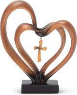 EternalBond Herz-Kreuz Tischdekoration | Symbolische Deko für Hochzeit & Zuhause | In Braun & Silber erhältlich
