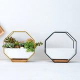 GeoFrame Keramik Wandpflanztopf mit Metallrahmen | Octagon Design