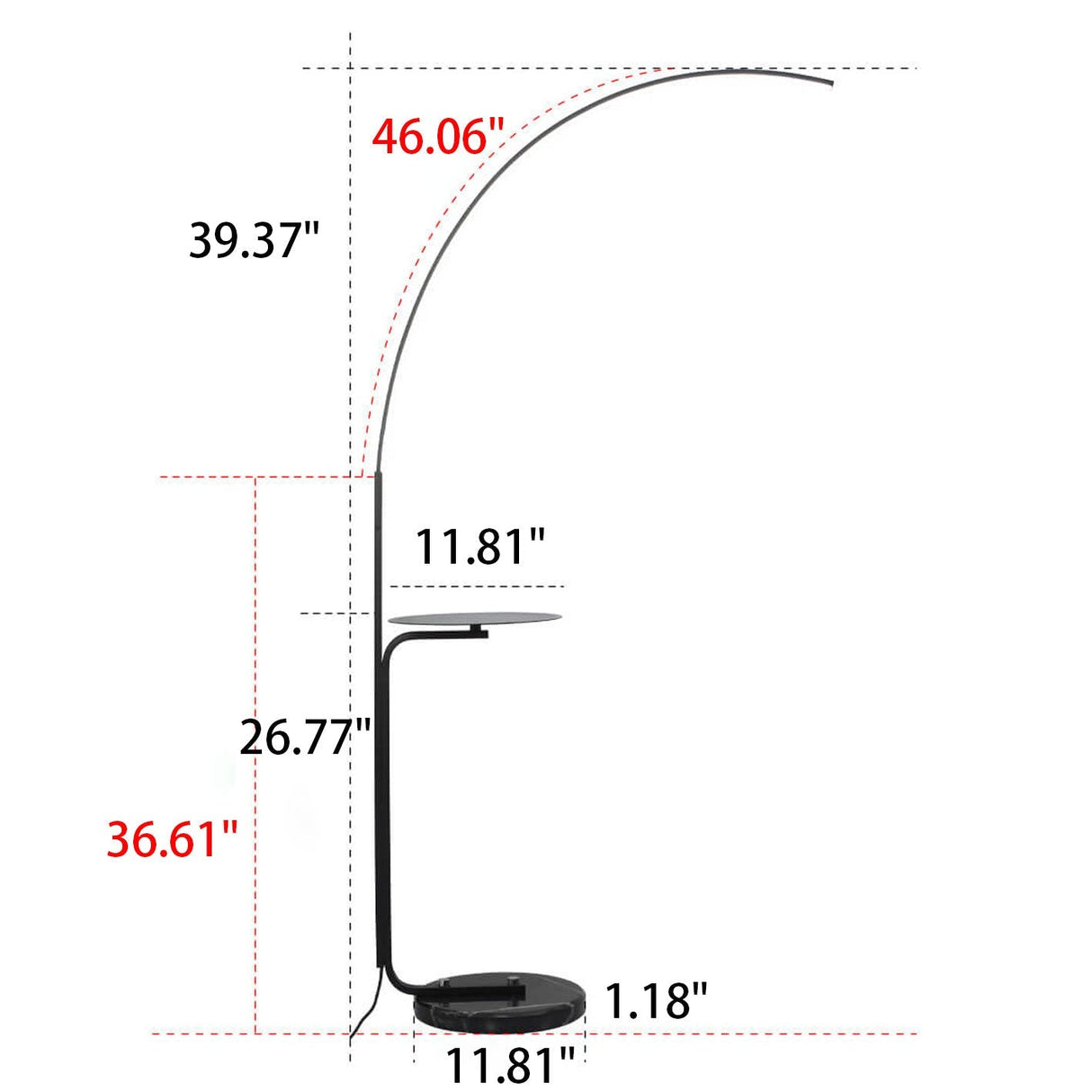 Luniora Arc LED Stehleuchte | Minimalistisches Design mit Ablage | Modern & Dimmbar