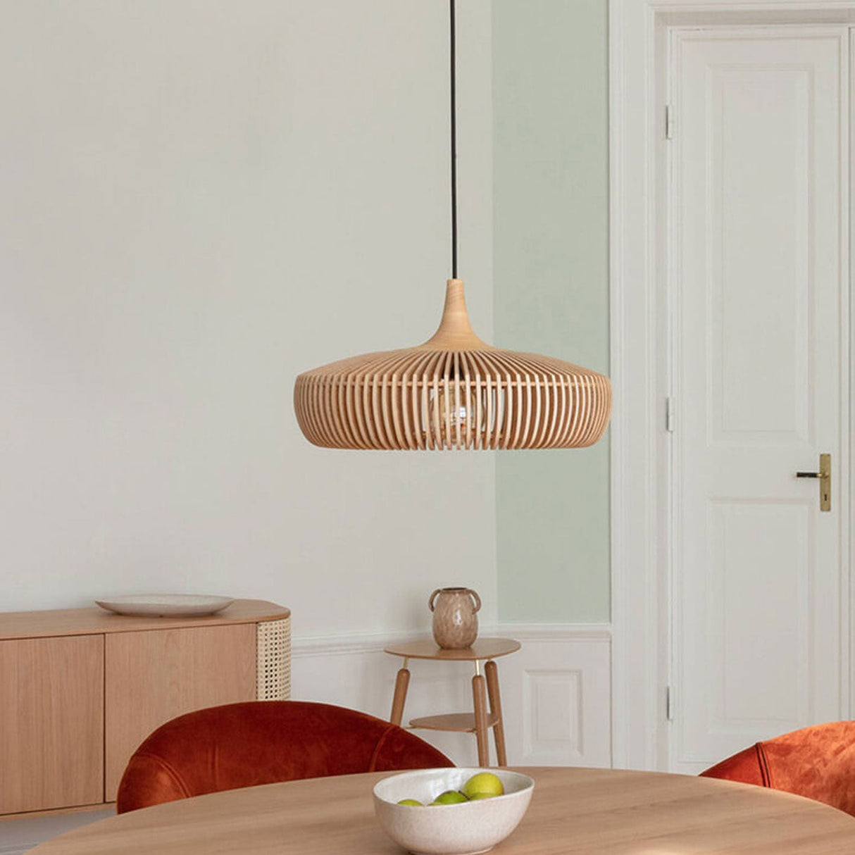 Lumivaro Nordic Vintage Pendelleuchte | Holzkuppel Design | 1-Licht Hängelampe | Perfekt für Esszimmer & Wohnzimmer