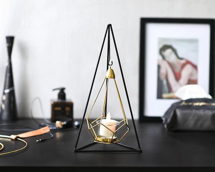 GeoLume Geometrischer Hängender Kerzenhalter oder Vase aus Eisen | Modernes Design | Vielseitige Deko