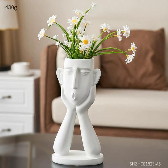 EmotionFaces Keramik Pflanztopf-Skulpturen Trio | Künstlerisches Design | Dekorative Pflanzgefäße