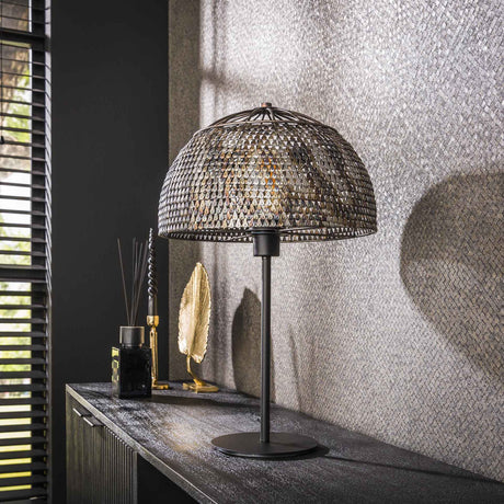 LuxoShade Designer Tischlampe | Schwarz-Braunes Finish | Modernes Design für Wohn- & Schlafzimmer | Stimmungsvolle Beleuchtung