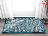 BlueBloom Vintage Teppich | Blumenmuster in Blau | Eleganz für Wohnzimmer & Flur | Pflegeleicht & Weich