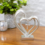 EternalBond Herz-Kreuz Tischdekoration | Symbolische Deko für Hochzeit & Zuhause | In Braun & Silber erhältlich