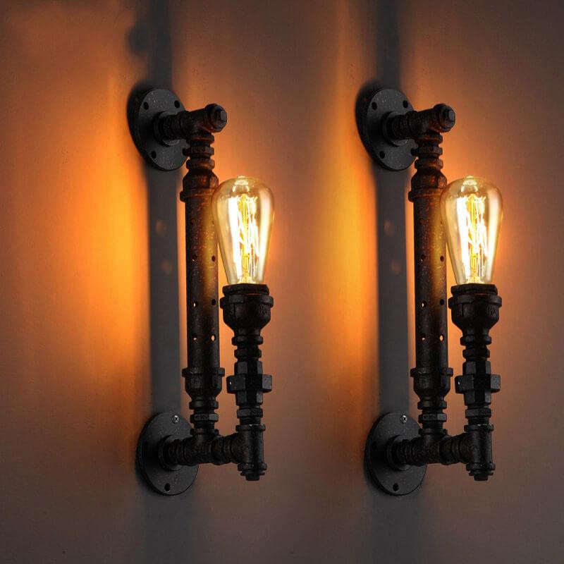 RustikLume Industrial Wandleuchte | Retro-Design | Pipe-Style Lampe | Wandbeleuchtung für Zuhause