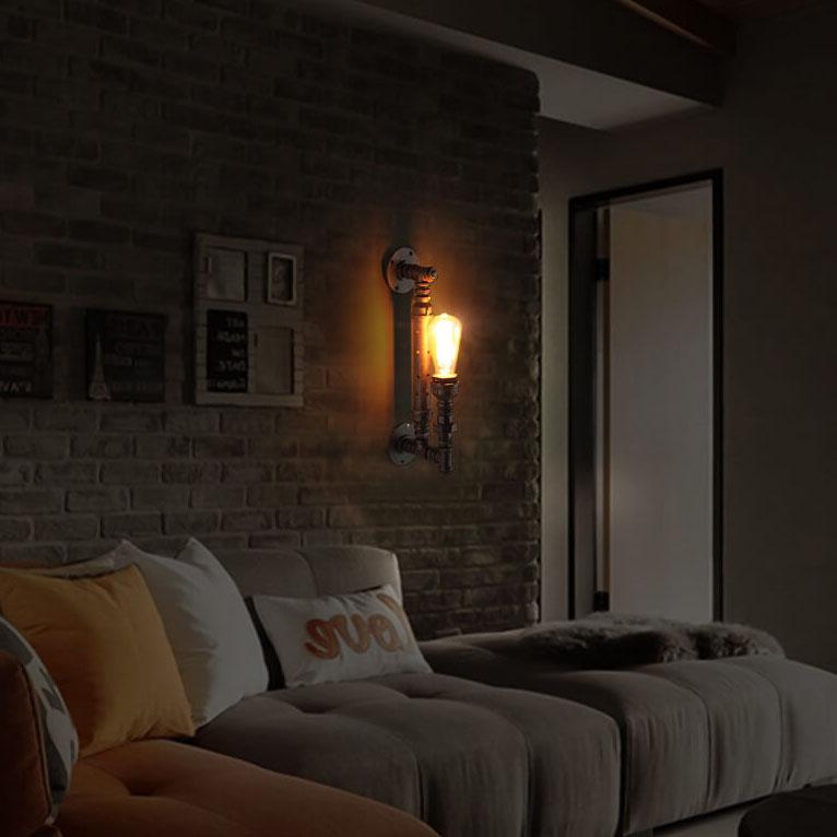 RustikLume Industrial Wandleuchte | Retro-Design | Pipe-Style Lampe | Wandbeleuchtung für Zuhause
