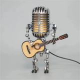 RockBot Roboter Tischlampe mit Gitarre | Vintage Deko-Licht | Stimmungslampe für Musikliebhaber