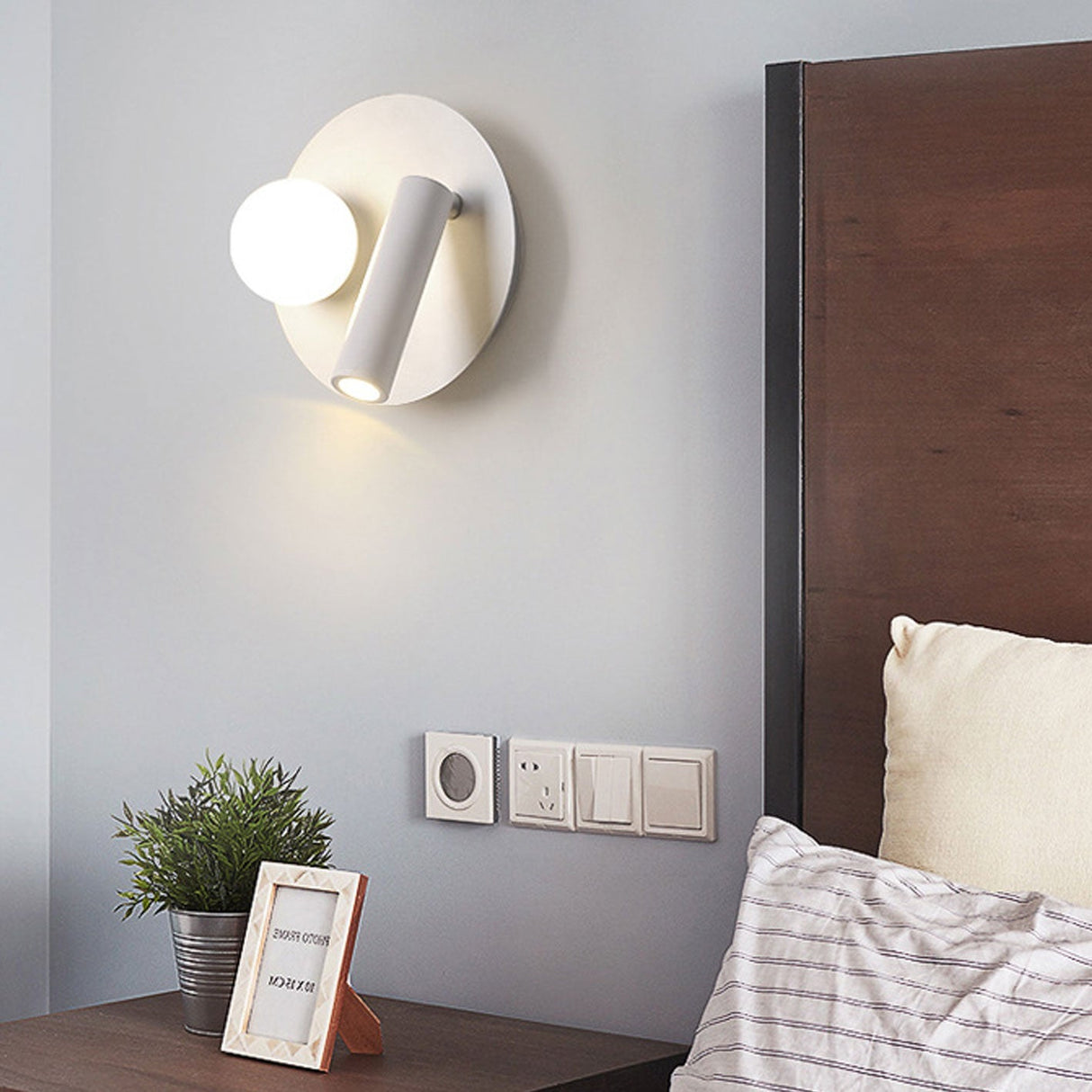 LumoForm Nordic LED Wandleuchte | Rund & Eckig | Minimalistisches Design | Leselampe mit Acryl & Eisen