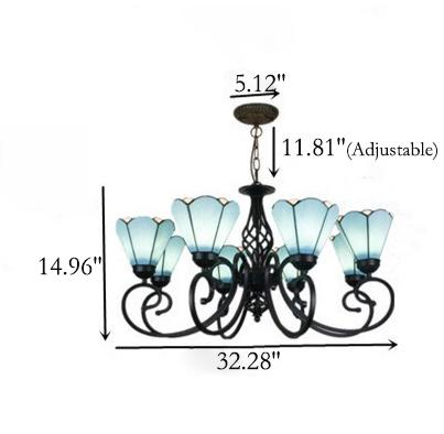 TiffanyGrande Kronleuchter | Europäisches Tiffany-Design | 3/5/6/8-Licht Hängelampe | Elegante Beleuchtung für Wohnräume