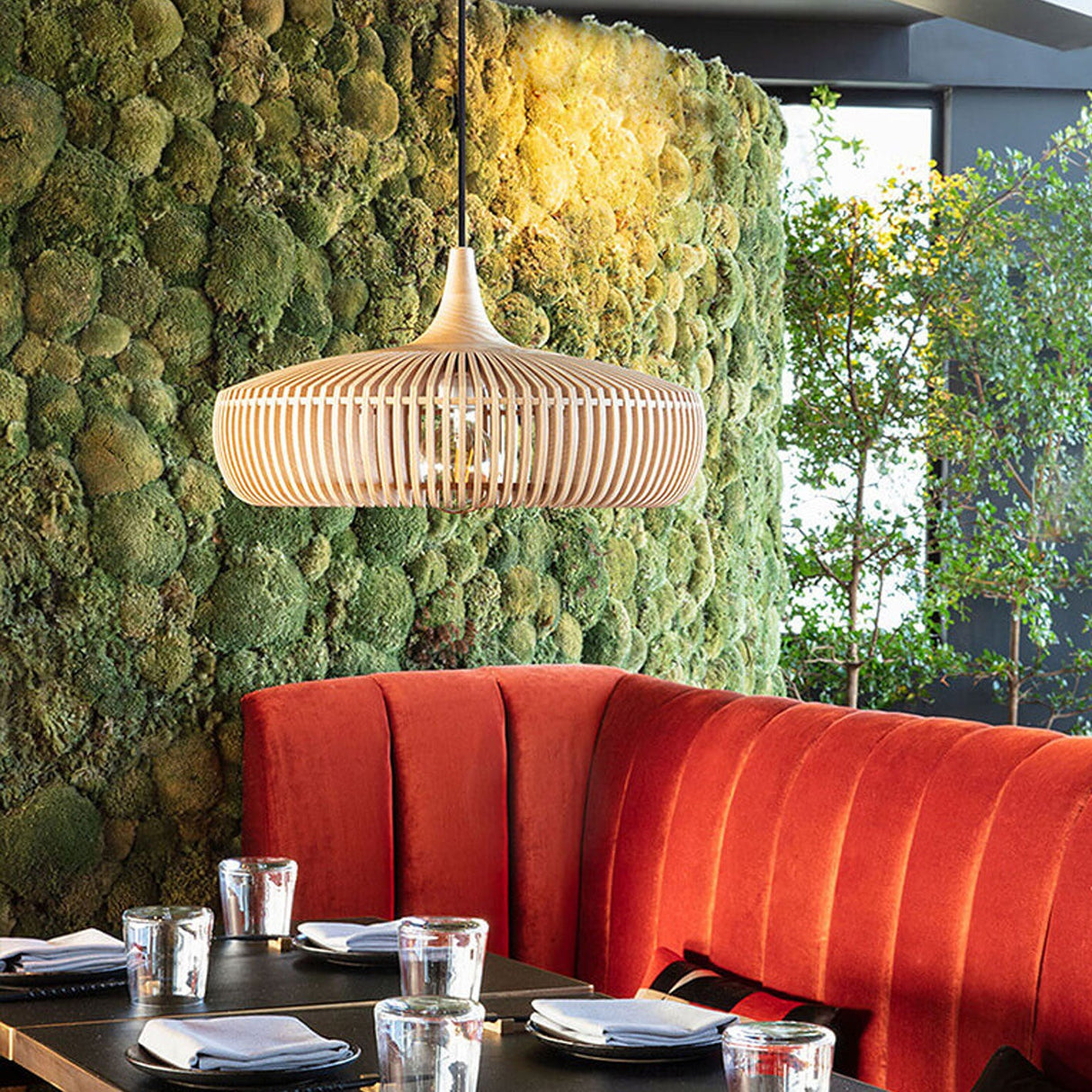 Lumivaro Nordic Vintage Pendelleuchte | Holzkuppel Design | 1-Licht Hängelampe | Perfekt für Esszimmer & Wohnzimmer