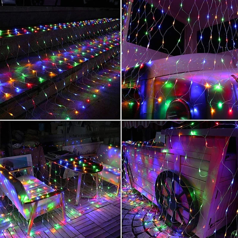 SolarNet Glow Outdoor LED Lichterkette | Fischnetz Design | Solarbetrieben | Stimmungsvolles Licht für Garten und Balkon