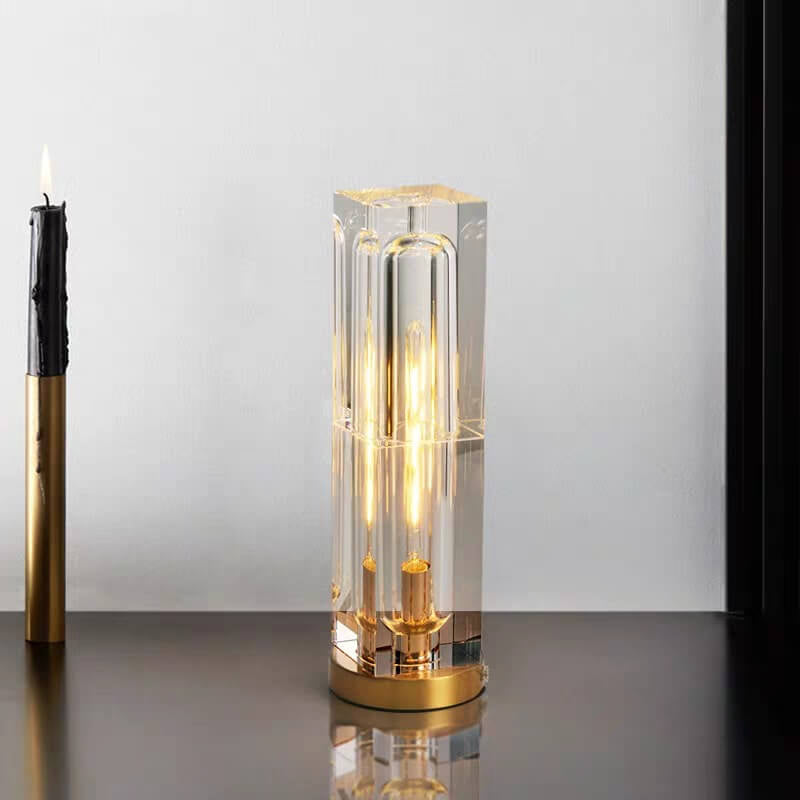 LuxeShine Kristall Tischlampe | Geometrisches Design | Rechteckig oder Quadratisch | 1-flammig