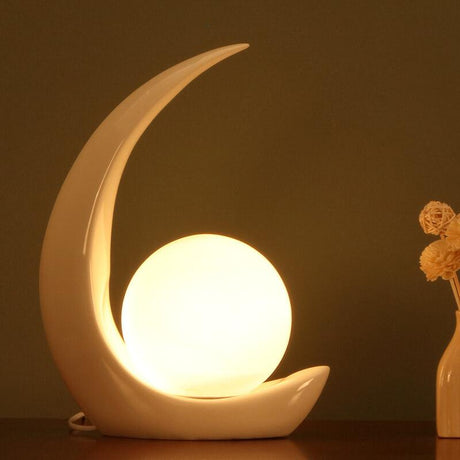Lunovia LED Tischlampe mit Halbmond-Design | Kreatives Dekolicht | Dimmbar & Vielseitig