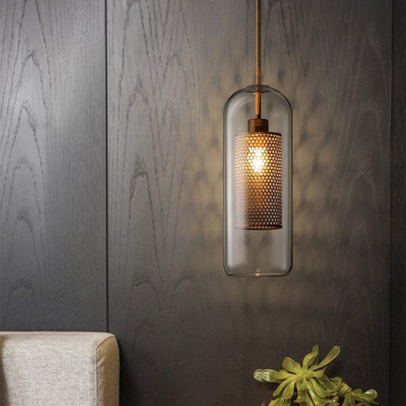 CyluGlow Pendelleuchte | Zylindrisches Klarglas-Design | 1-flammige Hängeleuchte | Minimalistischer Stil