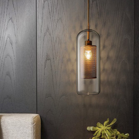 CyluGlow Pendelleuchte | Zylindrisches Klarglas-Design | 1-flammige Hängeleuchte | Minimalistischer Stil