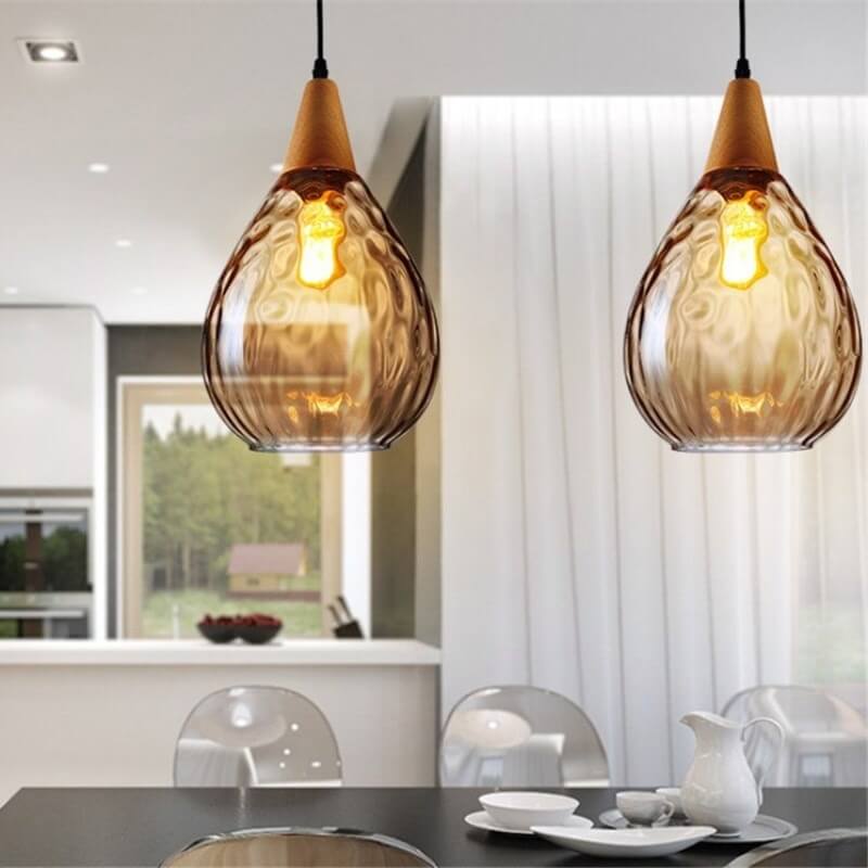 LuxeDrift Tropfenförmige Pendelleuchte | Wasserwellen-Glas | Eleganz für modernes Wohnen