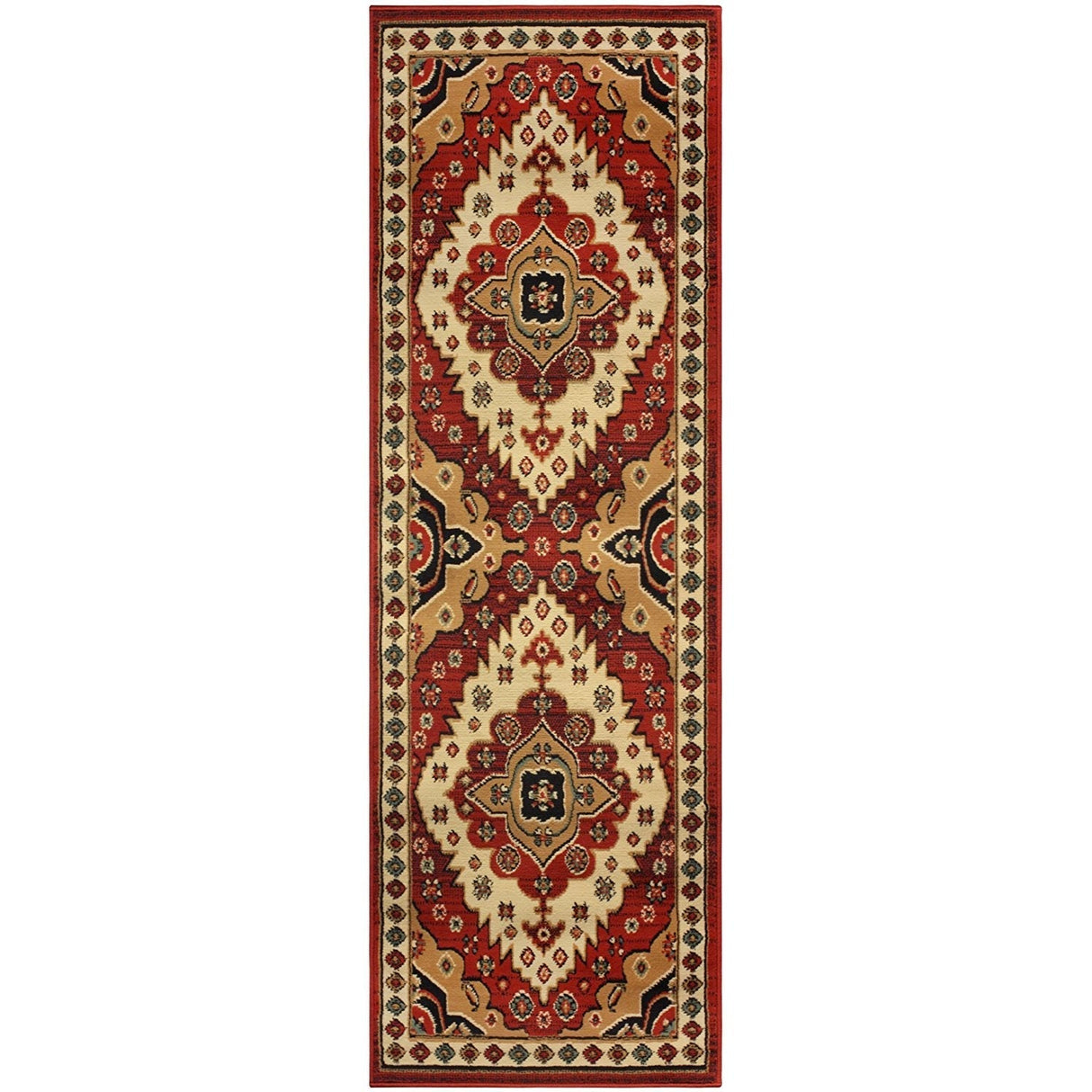 SierraBorder Southwest Teppich | Rot & Schwarz | Umrandeter Design-Teppich | Modern & Pflegeleicht