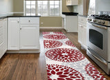 BloomNove Elegance Teppich | Grau & Rot | Blumendesign | Pflegeleicht & Modern