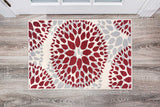 BloomNove Elegance Teppich | Grau & Rot | Blumendesign | Pflegeleicht & Modern
