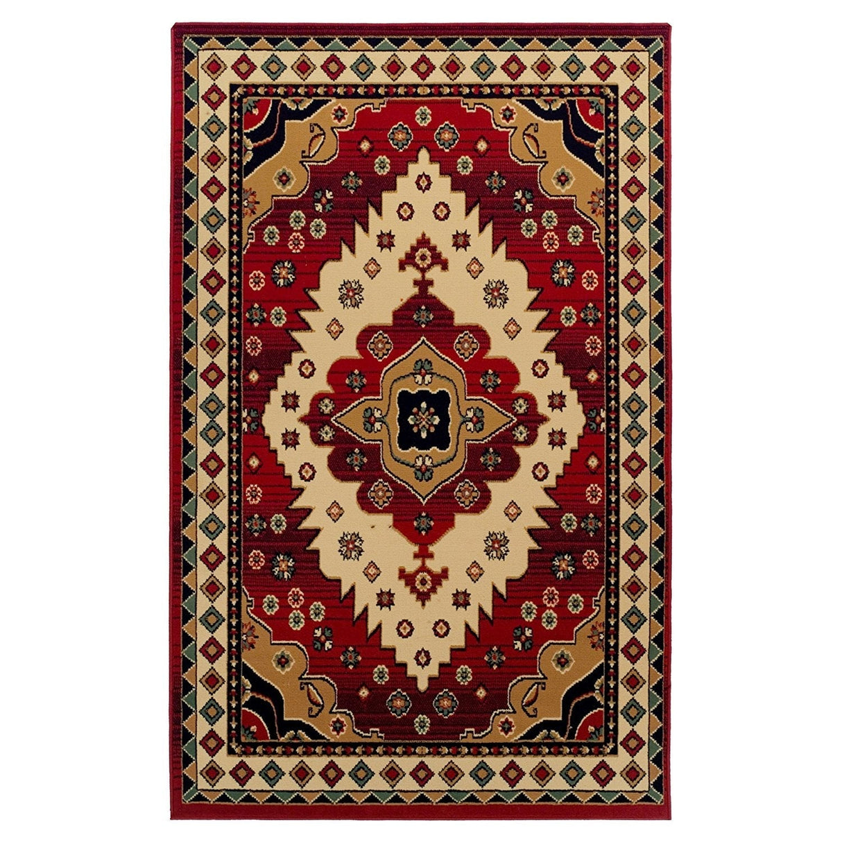 SierraBorder Southwest Teppich | Rot & Schwarz | Umrandeter Design-Teppich | Modern & Pflegeleicht