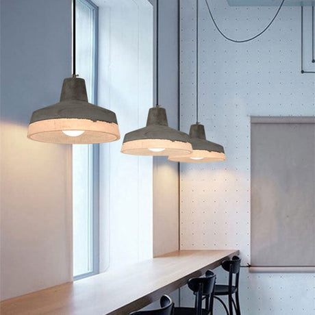 CemLux Industrial Design Pendelleuchte aus Zement | Minimalistischer Grauer Schirm | E27 Fassung | Perfekt für Esszimmer, Wohnzimmer oder Arbeitsbereiche
