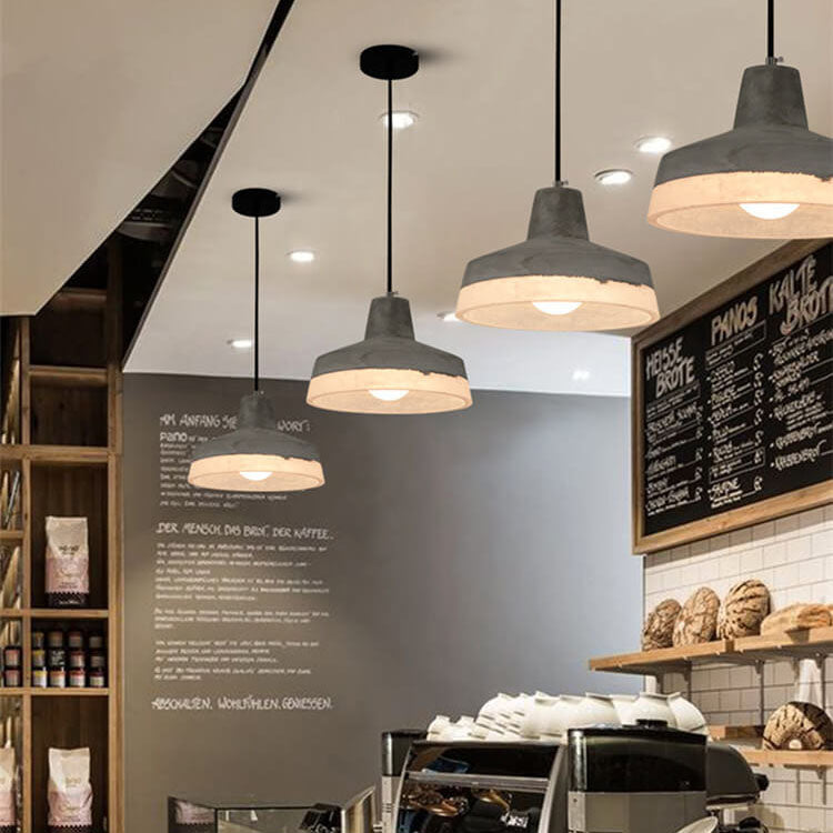 CemLux Industrial Design Pendelleuchte aus Zement | Minimalistischer Grauer Schirm | E27 Fassung | Perfekt für Esszimmer, Wohnzimmer oder Arbeitsbereiche