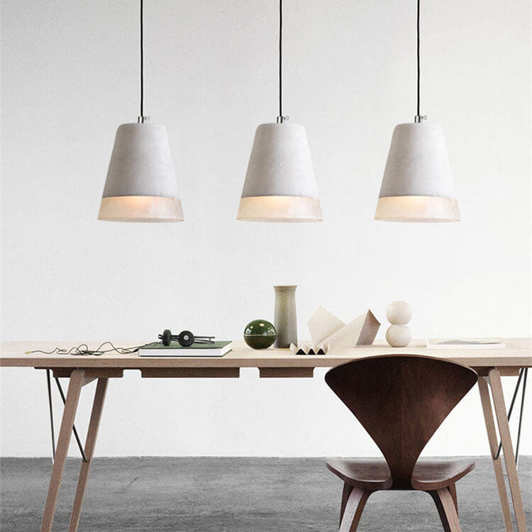 CemLux Industrial Design Pendelleuchte aus Zement | Minimalistischer Grauer Schirm | E27 Fassung | Perfekt für Esszimmer, Wohnzimmer oder Arbeitsbereiche
