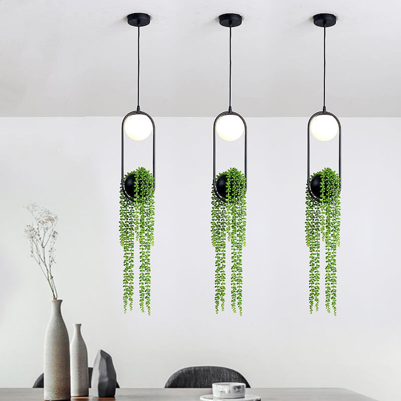 EcoOrb Glas Pendelleuchte | Pflanzenhalter Design | 1-flammige Hängeleuchte | Warmweiß & Weißlicht